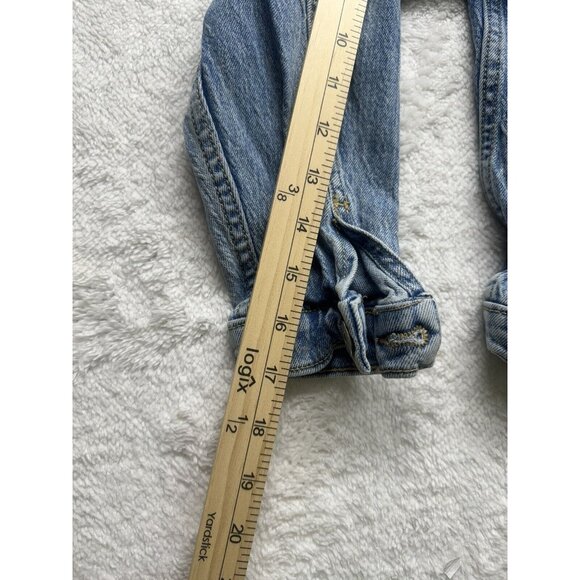 Art Class Denim Jacket Kids Girls 7/8 Blue Distressed Button Up w/Pockets - Picture 5 of 7